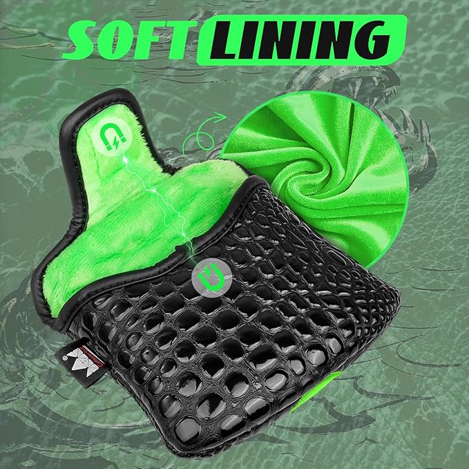 Craftsman Golf Green Lucky Clover Driver Wood Hybrid Headcover Blade Mallet Putter Cover for Scotty Cameron Taylormade Odyssey Also for Custom Version with Your Name Stitched
