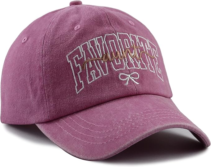 Favorite Aunt Hat for Women, Cute Adjustable Cotton Embroidered Auntie Baseball Cap