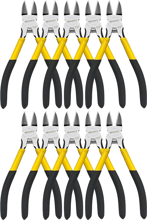 Wire Cutters 10 Pack, 6.5 inch, BOOSDEN Flush Cutters, Spring Loaded Cutting by BOOSDENMakingYourLifeEeasier