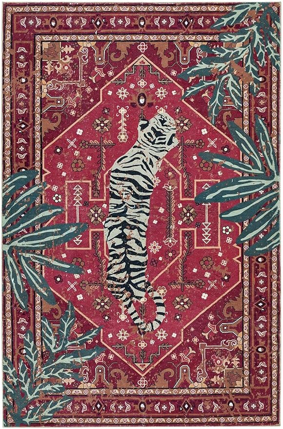 Tribal Rugs Summer Tropical 4x6 Area Rugs Wine Red Traditional Boho Vintage - Image 7