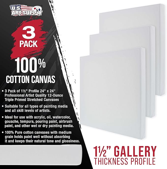 U.S. Art Supply Large Stretched Canvas - Image 2