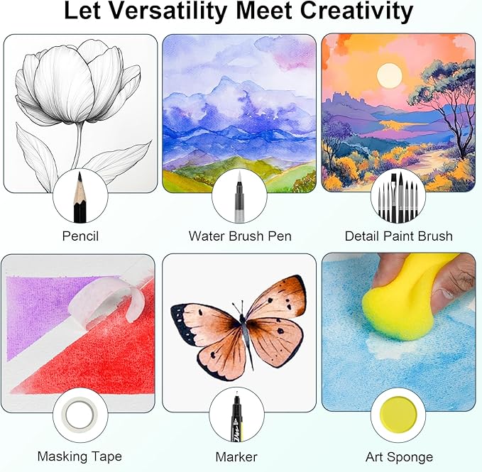 Watercolor Paint Set 168 Colors Including Metallic, Watercolor Kit - Image 5