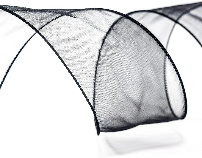 CT CRAFT LLC Sheer Organza Wired Ribbon 2.5" x 50Yards Black - Image 3