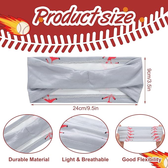 Shyyween 6 Pcs Baseball Headband Elastic Polyester Sweatband for Baseball Basketball Football Golf Headscarf Stuff Women Men Accessory Team Gift