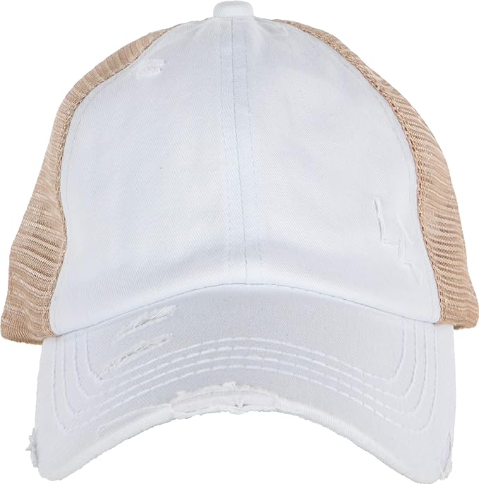 Funky Junque Trucker Hat for Women – Distressed Low Profile Western Camo Baseball Cap with Mesh, Trendy and Adjustable Fit
