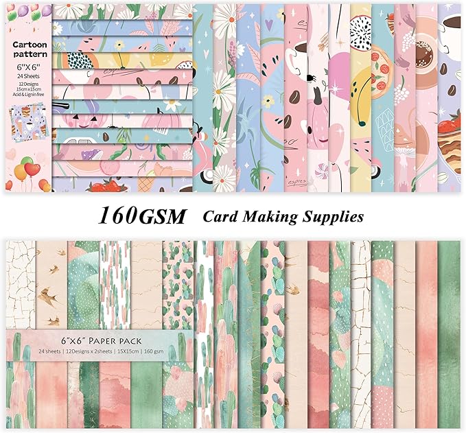 48 Sheets 24 Designs Scrapbook Paper Pad, Scrapbooking DIY Decorative - Image 2