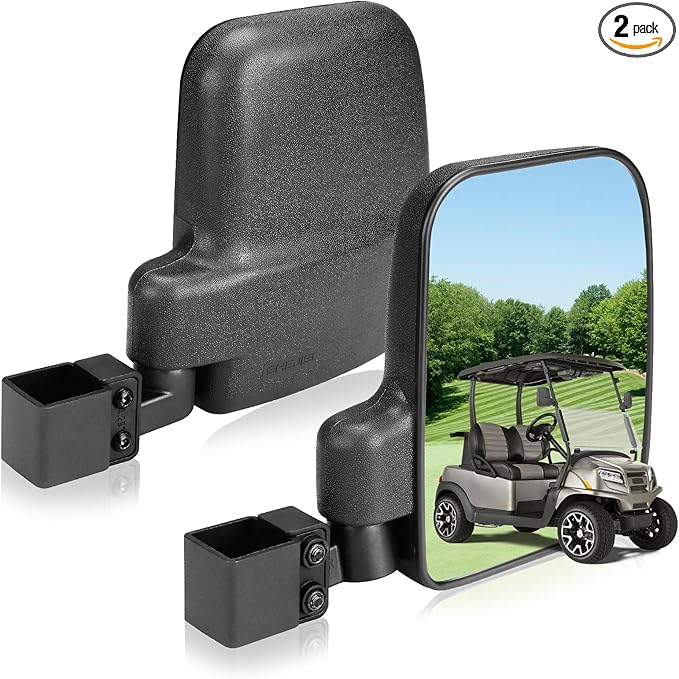 Golf Cart Mirror, Upgraded Hassle-Free Installation 3 Sizes for Square Tube Roll Cage Compatible with Club Car Onward DS,Yamaha Drive 2 G22 G29,EZ GO Medalist RXV TXT,ICON,Cushman,Tomberlin