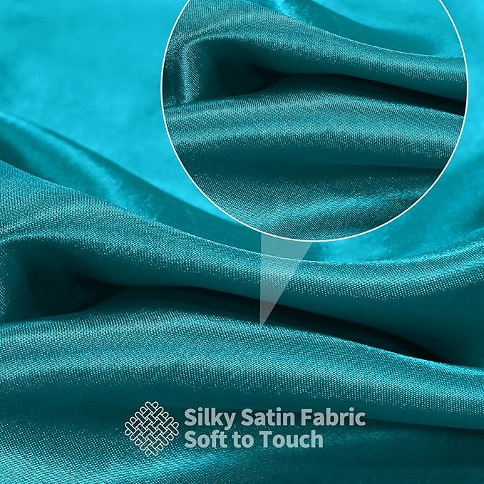 RUDONG M Teal Satin Fabric by The Yard, 1 Yard x 60 Inch Wide Silky Charmeuse - Image 5