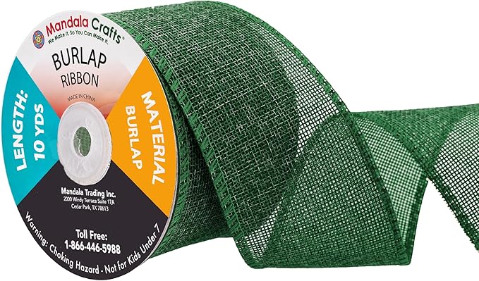 Mandala Crafts Green Burlap Ribbon 2.5 Inches Wide Jute Ribbons by MandalaCrafts