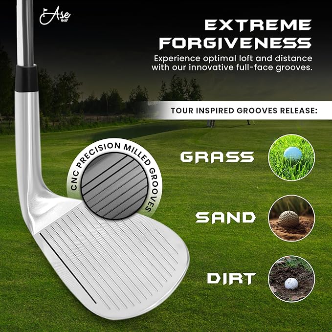 Premium CM-1 Golf Wedge Set or Individual Golf Wedges - Full Face Grooves + Milled Face Wedges, Singles or Set for Men Lob, Gap, Sand Wedged 50/52/54/56/58/60 Degree Clubs