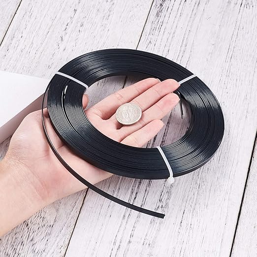 Fashewelry 32.8Ft 5mm Aluminum Flat Wire Black Bendable Metal Craft Wire Strip - Image 5