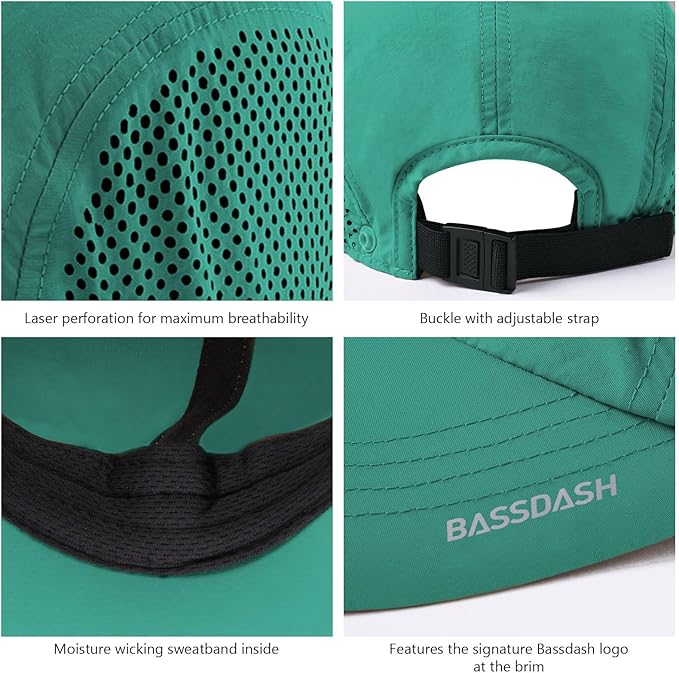 BASSDASH UPF 50+ Foldable Fishing Hat Baseball Cap with Removable Neck Flap Portable for Men Women Golf Hiking