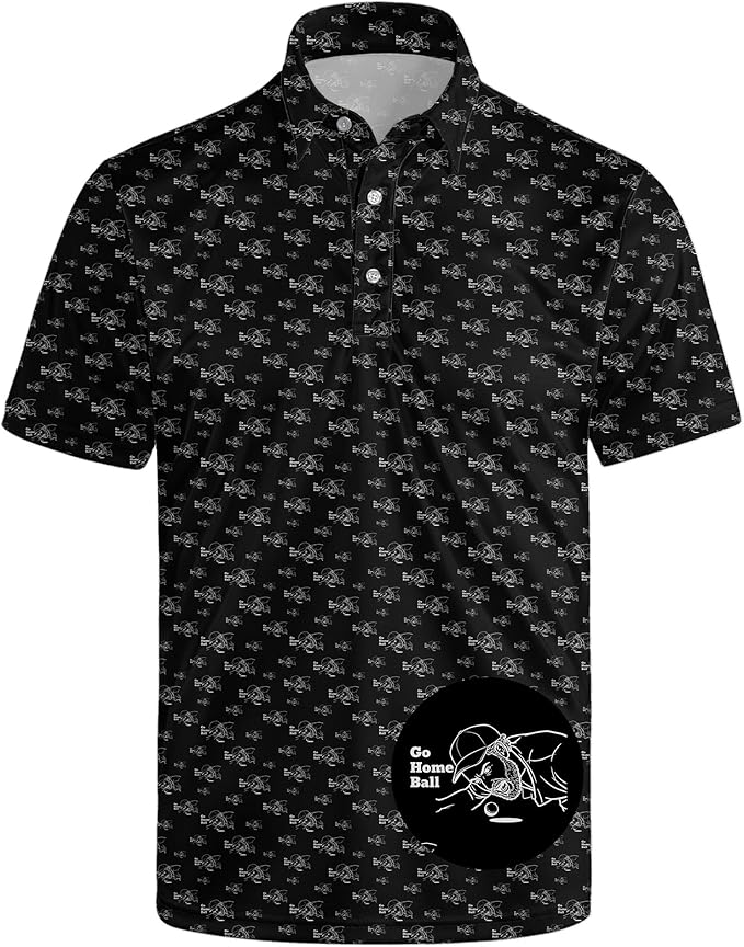 Golf Polo Shirts for Men Funny Print Short Sleeve Golf Shirts Performance Golf Polos