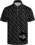 Golf Polo Shirts for Men Funny Print Short Sleeve Golf Shirts Performance Golf Polos