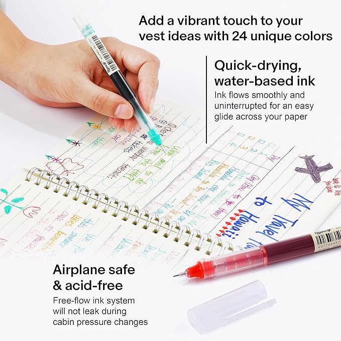 RIANCY Liquid Ink Rollerball Gel Pens, 0.5mm Extra Fine Point Tip, 24ct - Image 4