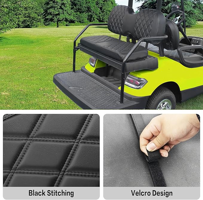 NOKINS Golf Cart Seat Cover Compatible With i40 i40L and Advanced EV, EV1 4, EV1 4L Model Aftermarket Rear Seat Kit, Vinyl Replace Rear Seat Cover Black Stitching