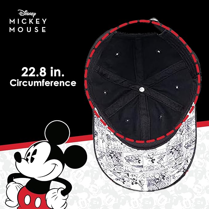 Disney Mickey Mouse Dad Hat, Cotton Adjustable Baseball Cap with Curved Brim