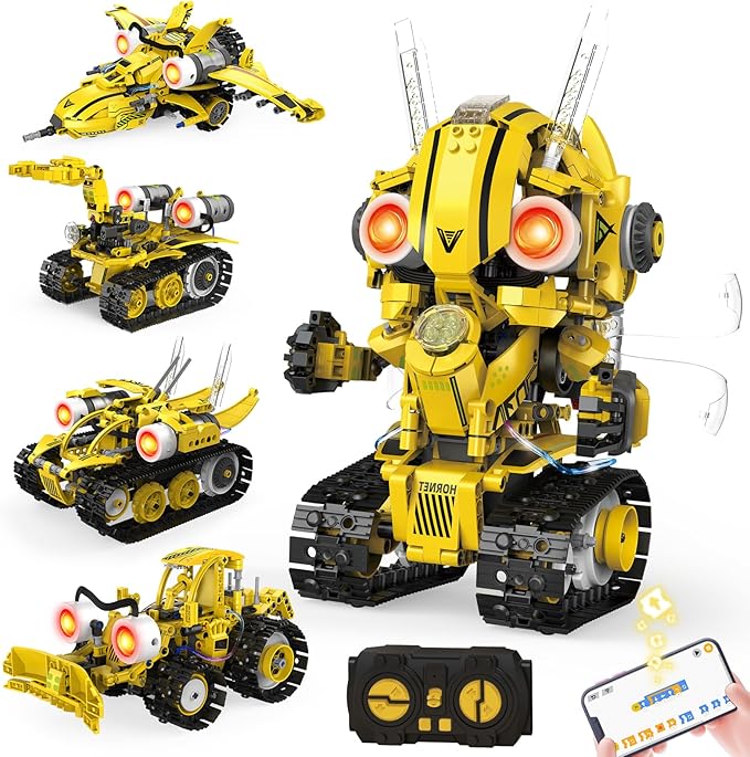 5-in-1 STEM Robot Building Kit for Kids Ages 8-16, Remote & App Controlled by HPROMOT