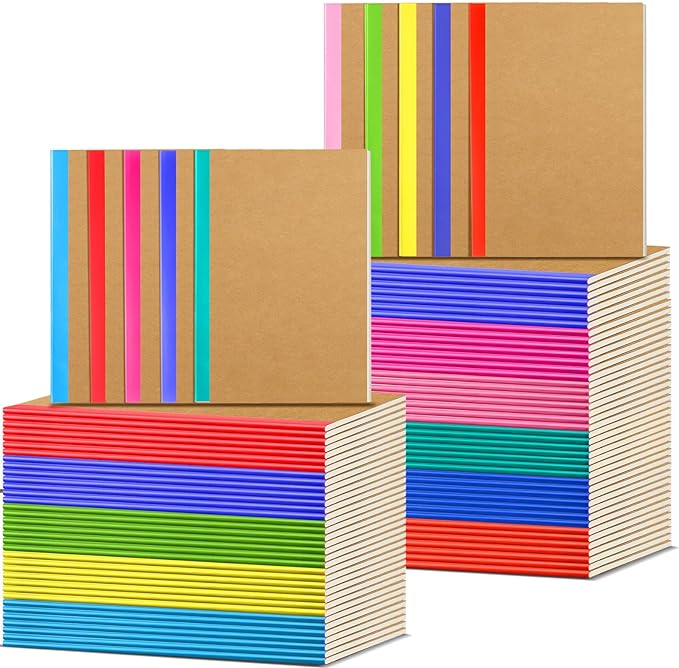 Handepo 100 Pack Composition Notebooks A5/A6 Ruled Lined Composition Kraft by Handepo