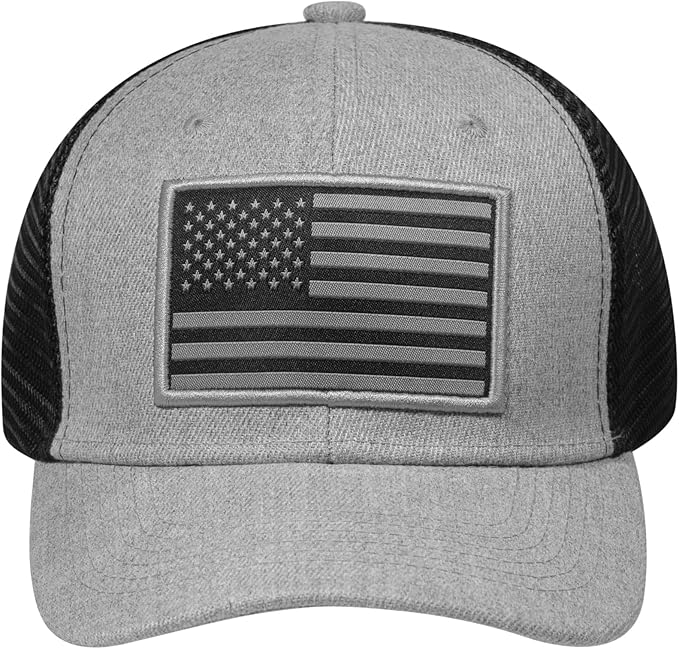 American Flag Trucker Hat, Patriotic Baseball Cap for Men & Women, Breathable Mesh Adjustable Snapback, USA Flag Patch