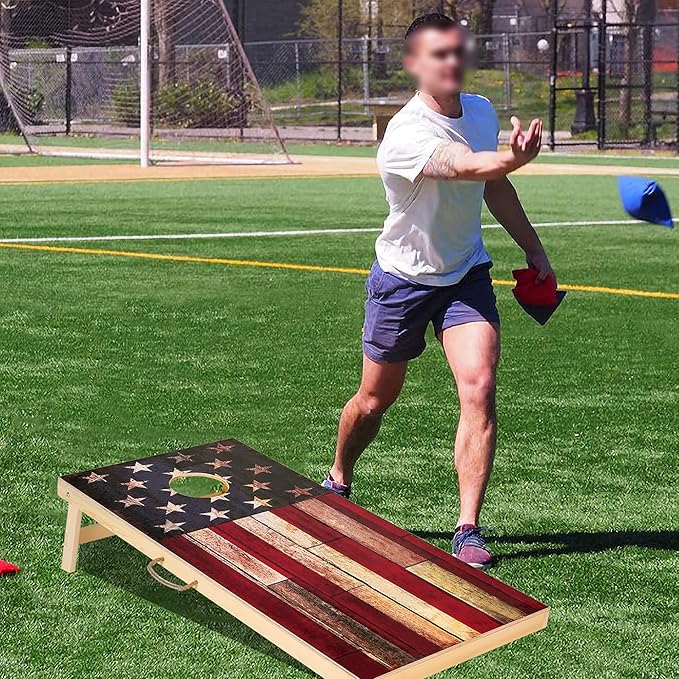 Solid Wood Vintage Cornhole Game Set, Two 4'x2'Cornhole Boards, 8 Cornhole Bags - Image 5