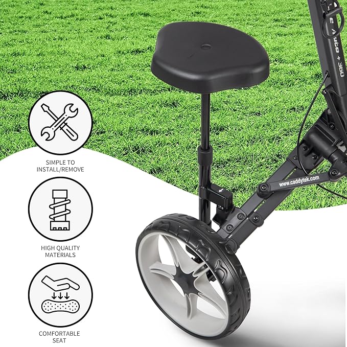 Caddytek Removable Golf Cart Seat, Golf Push Cart Seat, Golf Chair Accessory, Trolly Seat for 3 Wheels and 4 Wheels