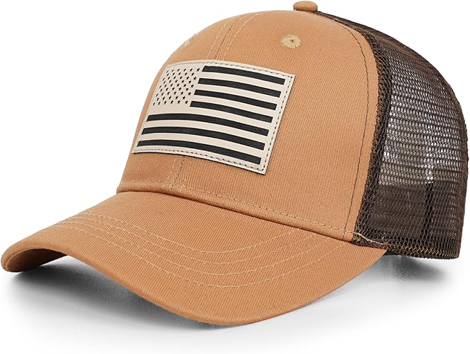 American Flag Trucker Hat - Snapback Hats for Men Women Baseball Cap - Breathable Mesh & Adjustable Fit for Casual Wear
