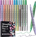 24 Pack Metallic Markers, Dual Tip Glitter Pens by Prudiut