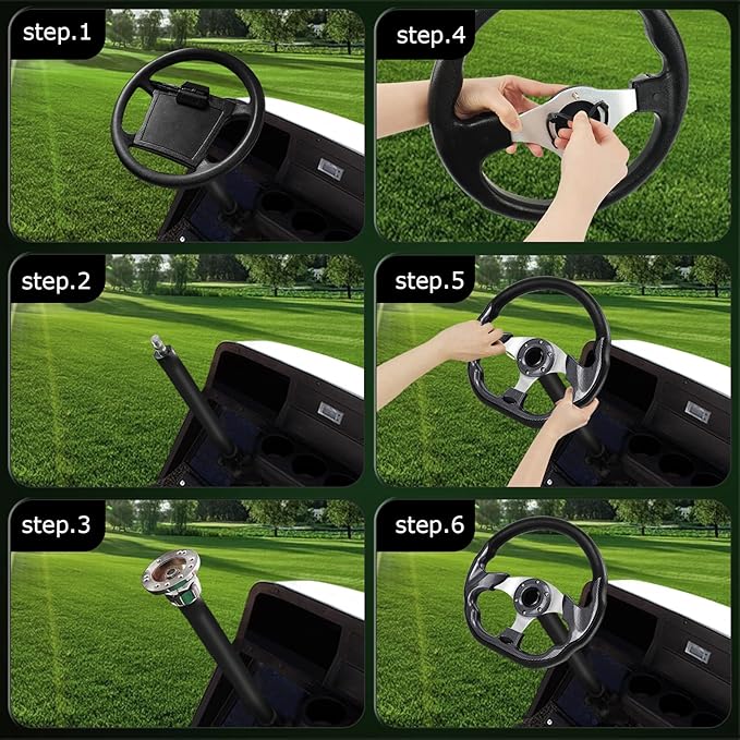 Golf Cart Steering Wheel, Skid Steering Wheel, Universal Golf Cart for Club Car EZGO RXV and for TXT, for Yamaha, for Precedent Tempo, for DS