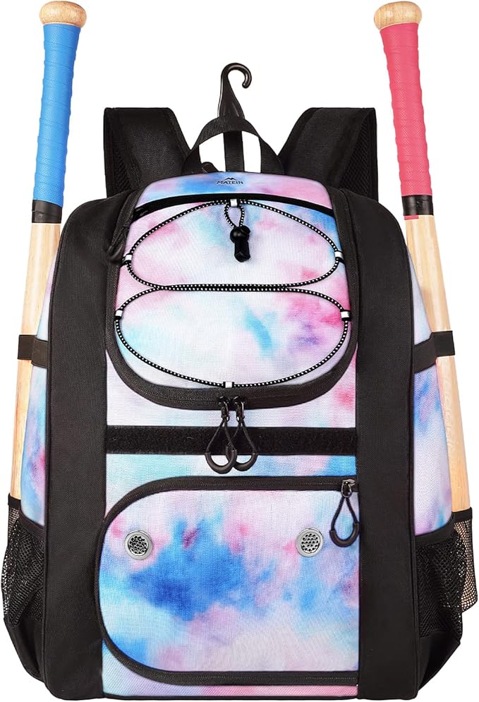 MATEIN Softball Bag, Lightweight Baseball Backpack with Shoe Compartment, Baseball Bag with Fence Hook for TBall Bat & Equipment, Softball Gifts Catchers Backpack for Women Fit Catcher’s Mitt, Helmet