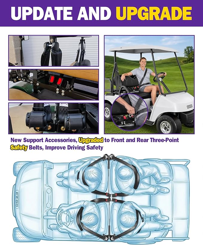 HOWBOW Golf Cart Seat Belt kit