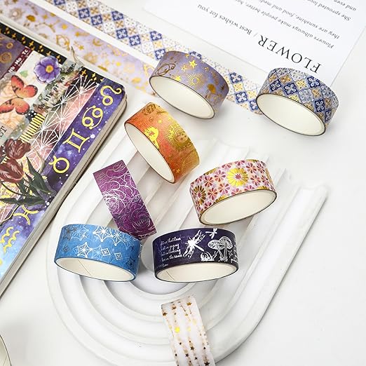 12 Rolls Charming Washi Tape Set Gold Silver Foil Detailing Arts Adhesive Tapes - Image 4