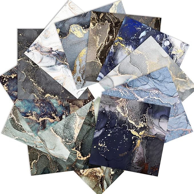 Marbled Scrapbook Paper Pad Color Marble Patterned Paper 6×6, 24 Sheets - Image 2