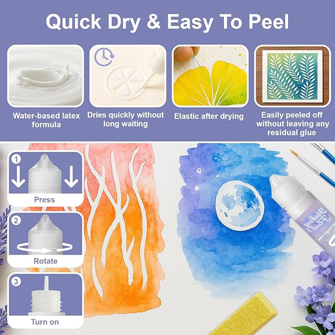 120ml Masking Fluid for Watercolor Painting, Art Watercolor Masking Fluid - Image 4