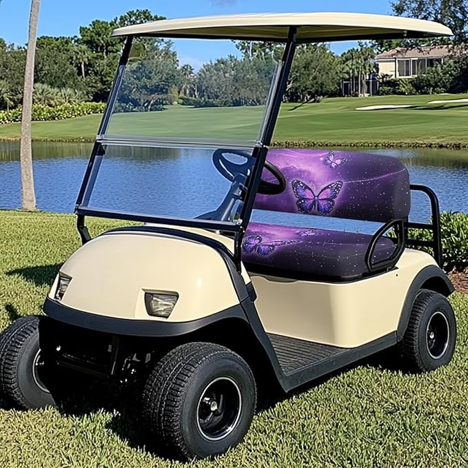 Suobstales Golf Cart Front and Rear Seat Cover Set for EZGO TXT RXV & Club Car DS 2 Passenger, Washable Bench Seat Covers Kit