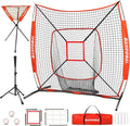 BaseGoal 6'×6' Baseball Softball Practice Net,Baseball Backstop,with Batting Tee,Ball Caddy,for Hitting Pitching Batting Catching with Bow Frame,Bonus Strike Zone,Target,Portable and Foldable