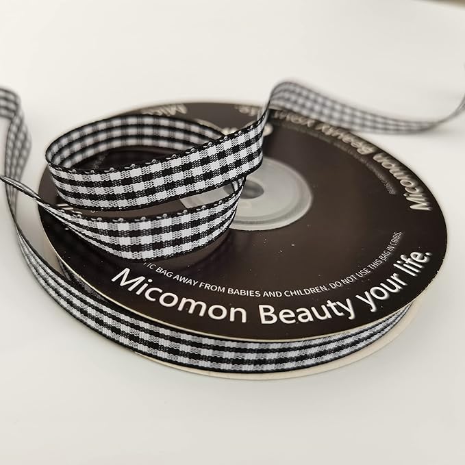 Buffalo Check Ribbon Black and White Gingham Ribbon 25 Yards - Image 7