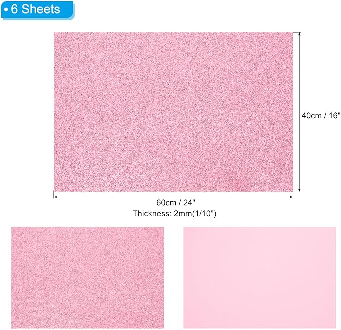 PATIKIL 2mm Thick Non Adhesive Glitter Foam Sheet 16x24inch Pink, EVA Shiny - Image 2