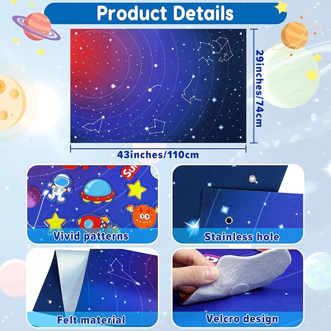 OKOOKO Solar System Felt Story Board Set 41PCS 43x29inch Outer Space Universe - Image 2