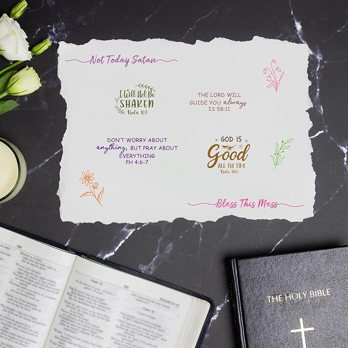 Whaline 4 Sheet Bible Verse Words Clear Stamps Christian God Jesus Silicone - Image 4