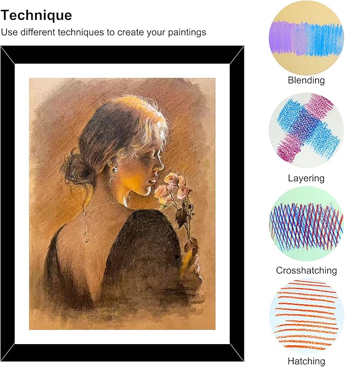 KALOUR Pro Pastel Chalk Colored Pencils, 24 Colors portrait set, Color Charcoal - Image 5