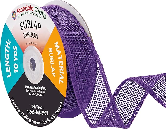 Mandala Crafts Purple Burlap Ribbon 1 Inch Wide Jute Ribbons by MandalaCrafts