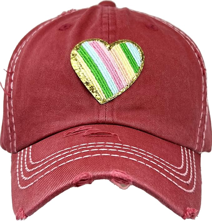 Funky Junque Distressed Vintage Baseball Cap - Embroidered Patch Women's Hat - Holiday, Lifestyle & Patriotic Designs