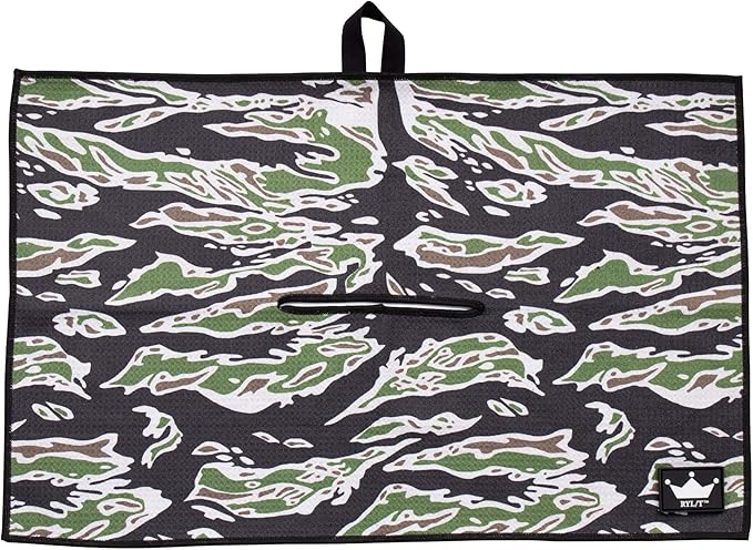 RYL/T Magnetic Golf Towel with Center Cut and Loop Attachment, Strong Magnet Attaches to Anything Metallic, Perfect Golf Bag or Cart Accessory