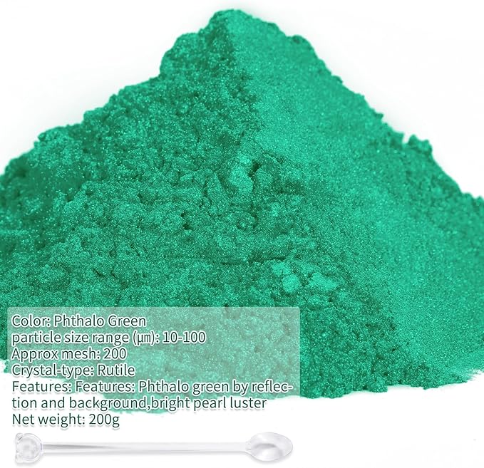 Mica Powder, 7.05OZ（200g）, Phthalo Green Mica Powder Pigment - Image 2