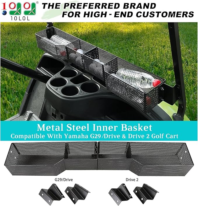 10L0L Golf Cart Front Basket for Yamaha G29/Drive & Drive 2, Dash Storage Box Metal Mesh Tray Organizer