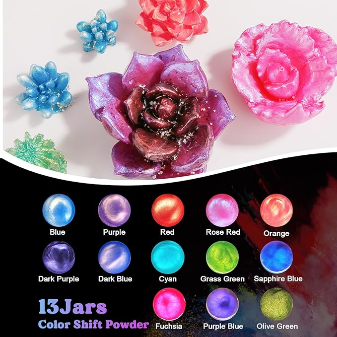 LET'S RESIN 60 Colors Mica Powder, Natural Pearlescent Pigment Powder - Image 3