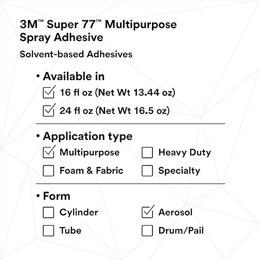 3M Super 77 Multipurpose Permanent Spray Adhesive Glue, Net Wt 16.75 oz - Image 8