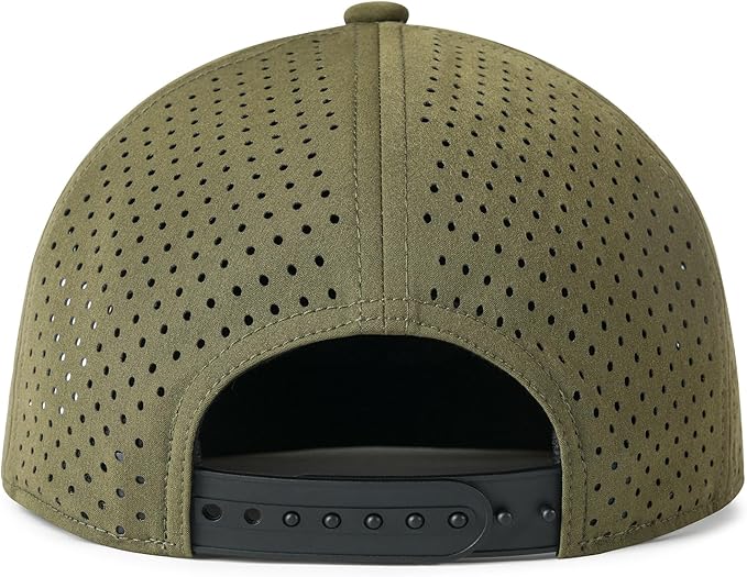 FEINION Men Flat Brim Adjustable Performance Hat Snapback Laser Perforated Baseball Cap