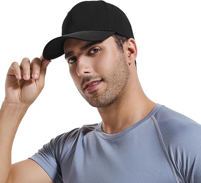6 Panel Stretch Full Closed Baseball Caps Men's Blank Fitted Cap Curved Brim Elastic Closed Back Hat Q2426